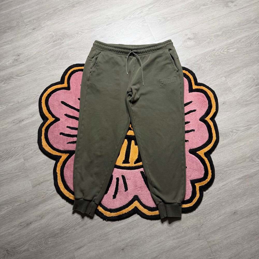 Puma Embossed Logo loose fit Jogger Cuffed Sweatpants Size XL Green Green